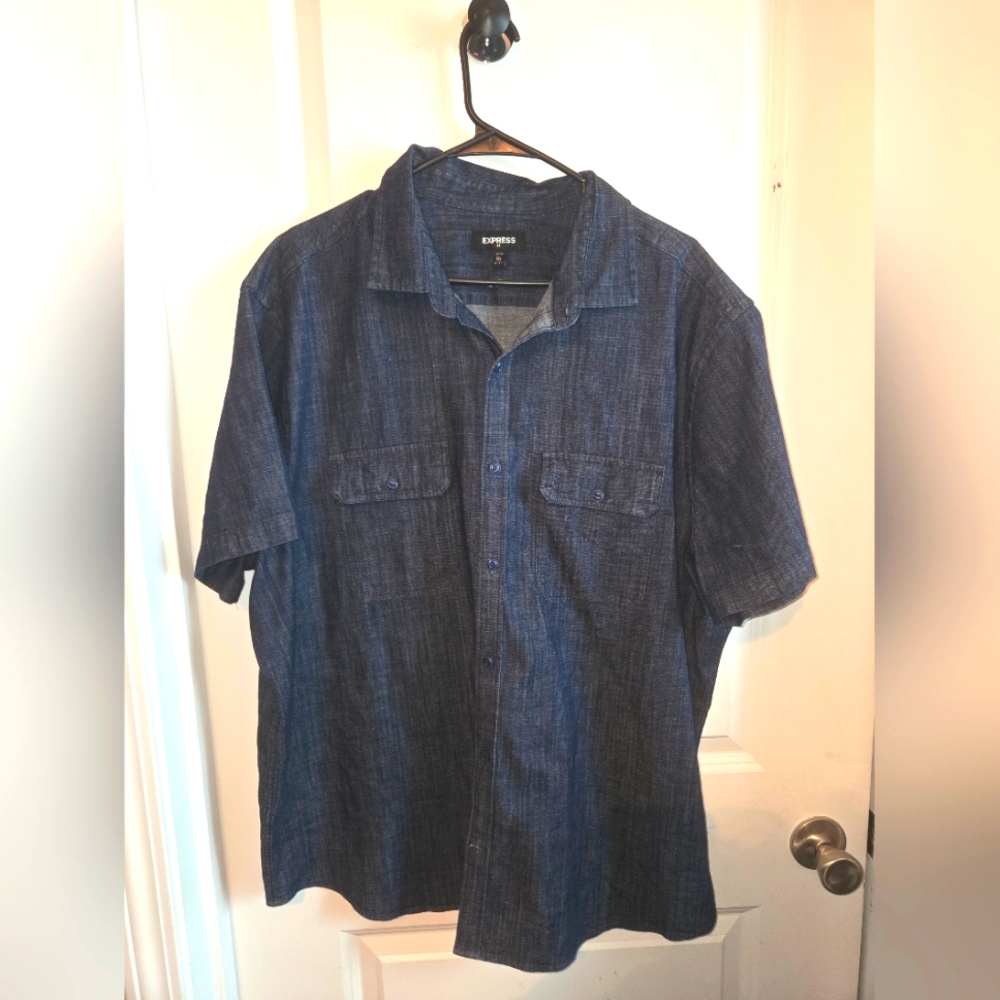 Express Navy Button-Up Shirt
